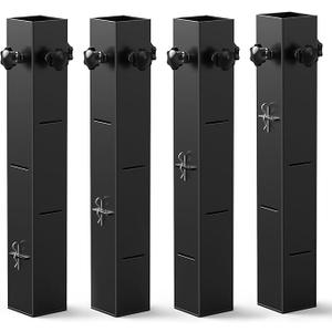 Fengone College Dorm Bed Risers 3.15" Diameter Carbon Steel Metal Bed Riser Square Tall Bed Riser for Wooden Bed Frame Table Adjustable Height 3.2" or 5.1", Supports up to 10,000 lbs