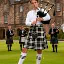 GRAJTCIN Scottish Tartan Kilt for Men Traditional Highland Utility Kilts (Black, XL)