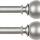 KAMANINA 2 Pack Curtain Rods for Windows 48 to 84 Inch (4-7ft), 7/8 Inch Single Heavy Duty Window Curtain Rod Adjustable Decorative Drapery Rods with Round End, Antique Silver