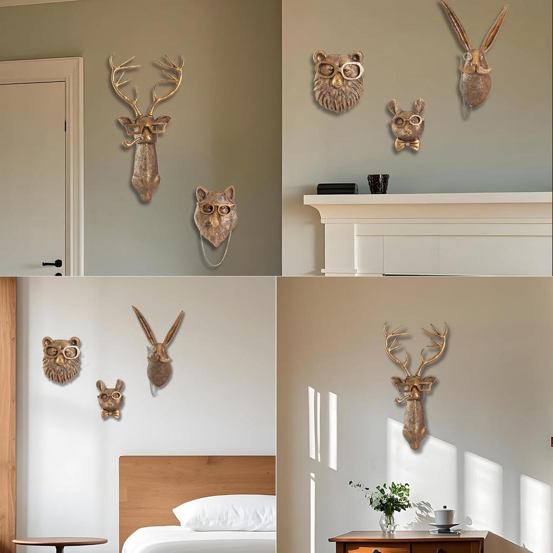 OrnaZest Animal Heads Wall Decor, Sculptures Wall Decor, Resin Wall Hanging Decoration for Living Room Bedroom Kitchen Gift,Deer