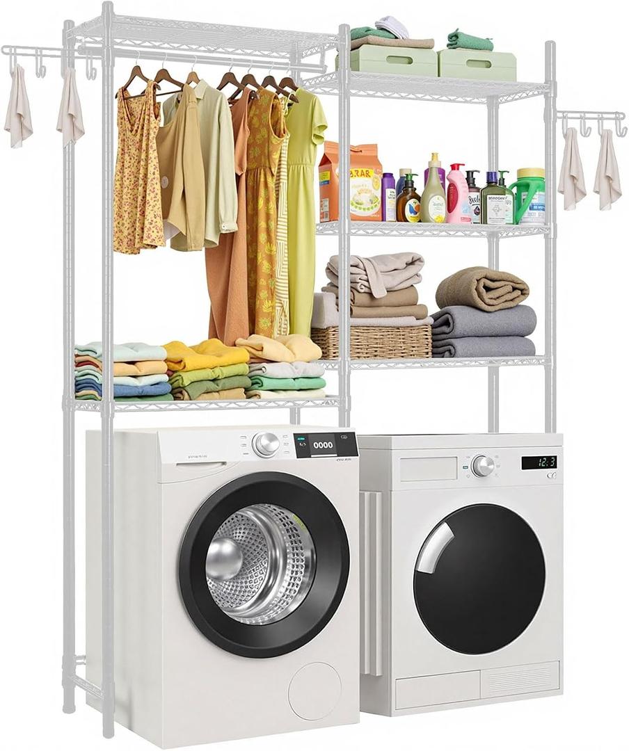 VEVOR Storage Shelving Unit, 4-Tier Adjustable Storage Shelves, 48" L x 18" W x 74" H Garage Storage Shelves, Metal Shelves with Wheels for Kitchen Pantry Basement Bathroom Laundry, White