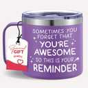 2 x Gossby Thank You Gift for Women - 14oz Insulated Tumbler Mug with Lid, Straw - Sometimes You Forget You're Awesome - Appreciation, Inspirational Cheer Up Gift for Teacher, Boss, Coworker, Friend