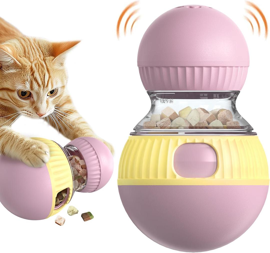 Cat Interactive Adjustable-Treat Dispensing Toys Lifelike Sandpiper Chirp Tweet Ball (Sound Can Be Turned Off) for Indoor Cats Kitten Puzzle Toy Food Slow Feeder Kitty Mind Game (Small)