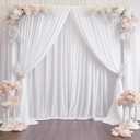White Backdrop Curtains 2 Panels, 10 Feet Wrinkle-Free Polyester Photography Backdrop Drapes for Wedding Baby Shower Party Background Backdrop Stand- 8FTX10FT (White)