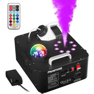 Fog Machine Vertical Smoke Machine with LED Lights, Disco Ball, Wireless Remote and Sound Activation, Produce Smoke Vertically or Horizontally - Ideal for Parties, Stage, Halloween, Events
