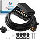 MICTUNING Heavy Duty 7 Way Plug Inline Trailer Cord with 7 Gang Junction Box 8 Feet, Weatherproof