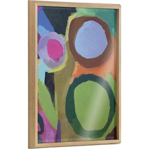 Kate and Laurel Blake Circle of Love Framed Printed Glass Wall Art by Caleb Griswold, 18x24 Natural, Colorful Abstract Décor for Wall