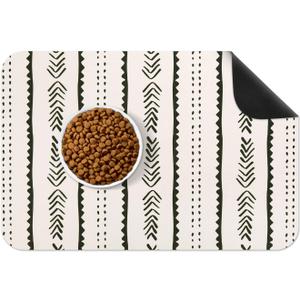 Dog Food Mat, Boho Pet Food Mat, Super Water Absorbent, Non Slip Placemat for Pets Bowl and Water Bowl, Machine Washable, Feeding Mats for Dog Cat Pet, Large 16'' x 24''(Tribal)