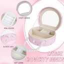 Princess Jewelry Box for Girls with Hair Accessories,Girls Hair Clips Bows Set, Fashion Hair Styling Kit with Mirror,Pink Sparkle Trinket Box Includes Hair Clips (Ribbon)