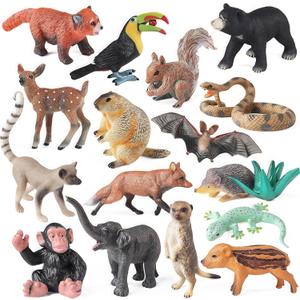 16PCS Forest Animals Baby Figures, Woodland Creatures Baby Toy Figurines, Miniature Toys Cake Toppers Cupcake Toppers Birthday Gift Educational Toys for Kids