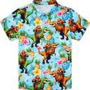 westwolf 7-14T Boys Button Down Hawaiian Shirts 3D Printed Short Sleeve Cool Top Shirt (13-14 Years, Brown Green-1)