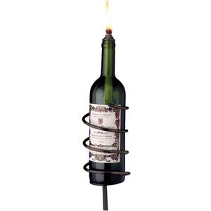 Oenophilia Afterglow Garden Stake Wine Bottle Wick Candle Holder - Black, 4.75 ft Tall