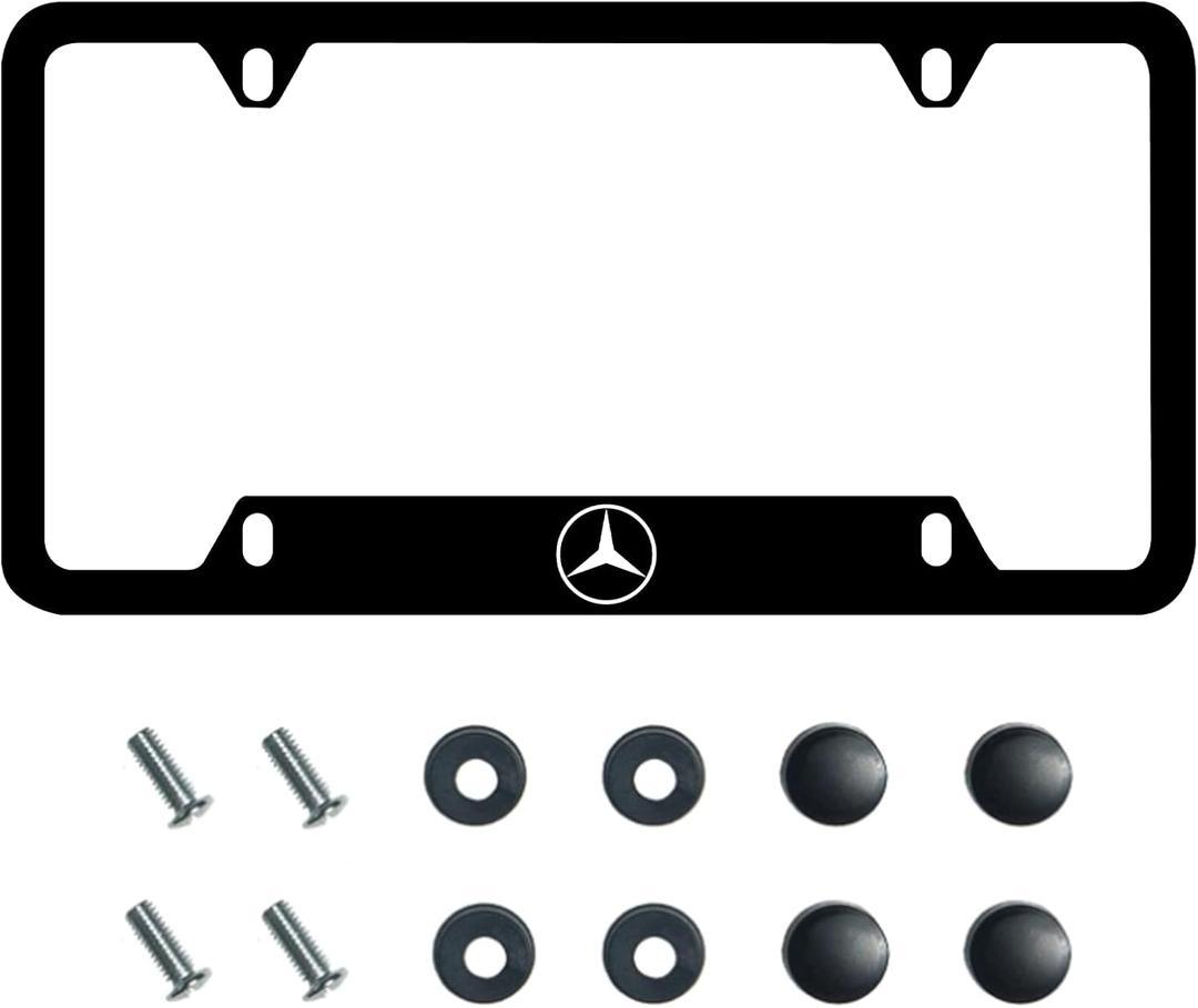 License Plate Frame, Lightweight Rust-Proof Car Plate Holder, Universal Fit for US Standard Vehicles (H-BC)