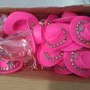 Silipull 20 Pcs Mini Pink Cowboy Hats with Rhinestones, Plastic Tiny Cowgirl Hat, Crafts, Western Party Decor, Cupcake Toppers