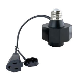 3 in 1 Outlet Light Socket Adapter,E26/E27 Bulb Socket to 3 Prong Outlet with Extension Cord, Flexible Light Socket Converter Suitable for Indoor Outdoor Porch Garage Patio CCTV Camera Use (1)