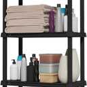 IRIS USA 4-Shelf Light Duty Plastic Storage Shelves, 200lb Capacity, 48"H x 24"W x 12"D, Medium Modular Shelving Unit Storage Organizer for Bathroom, Laundry, Garage & Home, Storage Rack - Black