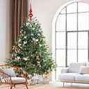 Homoyoyo Christmas Tree Topper Xmas Tree Sequins Adornment Red Delicate Xmas Treetop Decoration Ornament