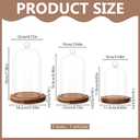 3Pcs Cloche Glass Dome With Wood Base, 3 Sizes 4.7/3.9/3.5" Diameter, Glass Cloche Dome Display with Handle For Cake, Plant, Wedding Party, Bell Jar Transparent