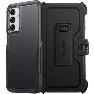 FNTCASE for Samsung Galaxy A15-5G Case: Dual Layer Military Grade Drop Protection Cell Phone Cover with Belt-Clip Holster | Shockproof Rugged Durable Heavy Duty Protective Bumper Tough (Black)