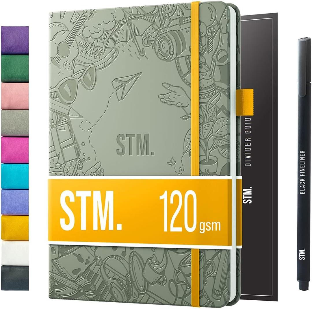 Bullet Dotted Journal Dot Grid Notebook | A5 Daily Journaling Notebooks for Personal Writing, Work, Women | 120gsm Thick Paper, Hard cover, Lay Flat Binding | 5x7 Journals Cuaderno Libretas de apuntes (Grey)