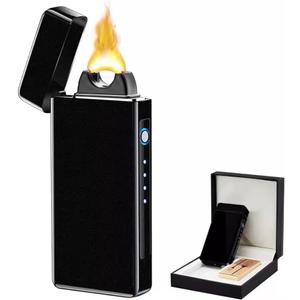 Electric Lighter Plasma Rechargeable with LED Battery Indicator Strong Flame, USB Convenient Charging, Windproof Lighter OutdoorBlack