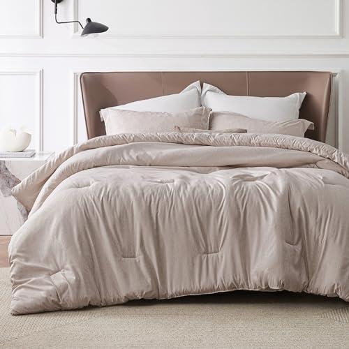 Bedsure Oversized King Comforter Set - Warm Taupe Soft Bedding for All Seasons, Cationic Dyed Bed Set, 3 Pieces, 1 Oversized King Size Comforter (120"x 98") and 2 Pillow Shams (20"x 36"+2")