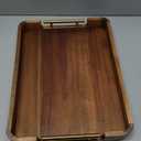 Acacia Wood Serving Tray with Handles, 17x13 Inch Ottoman Tray for Coffee Table,Candle Display,Breakfast in Bed, Large Wooden Decorative Tray with Non-Slip Pads, for Kitchen, Dining, Home Decor