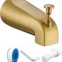 Tub Spout with Diverter, Slip On Bathtub Spout Fits 1/2'' Copper Tube(5/8'' Dia), Bathroom Tub Faucet with PTFE Tape & Hex Wrench, Brushed Gold