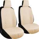 ENOGE Linen Car Seat Covers Front Seat Covers Breathable Cloth Fabric Car Seat Protector Universal Fit Most Automotive, Van, SUV, Trucks (Beige, 2 Front)