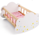 BABESIDE Wooden Baby Dolls Bed for 12-16 Inches Doll, Rocking Babys Doll Crib, Sleep Bed, Baby Dolls Accessories Furniture fit Newborn Dolls Boys Girls
