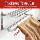 Towel Rack with Shelf 24 inch, 3 Tier Towel Racks for Bathroom Wall Mounted, Stainless Steel Bathroom Shelf with Double Towel Bars, Hotel Bath Towels Storage, Brushed Nickel