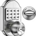 Megaflint Keyless Entry Door Lock Deadbolt Keypad Mechanical Stainless Steel (Pass Code or Key) 100% Mechanical, No Electronic (Silvery2)