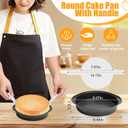8" Round Cake Pan, 3PCS Nonstick Cake Pans with 100 PCS Parchment Paper, Carbon Steel Cake Baking Pans with Handle, Dishwasher Safe