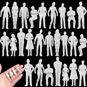 Namalu 30 Pcs, 1: 50 Scale White Unpainted Mini People Figures Miniature People for Model Trains Architectural Standing and Sitting Mini Diorama Figures for Architectural Project