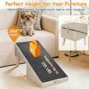 2-in-1 Foldable Dog Ramp for Couch and Bed, 14.4" H Dog Ramps for Small Dogs and Cats, Wooden Pet Stairs with Non-Slip Mat & Side Pockets, Split Ottoman Pet Ramp Steps for Medium Dogs, Puppy