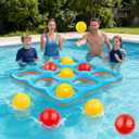 Inflatable Tic Tac Toe Pool Game Set  Pool Toys with 10 Balls, Fun for Kids, Teens, Adults, Family, Party, Beach, Outdoor & Indoor, 2-10 Players