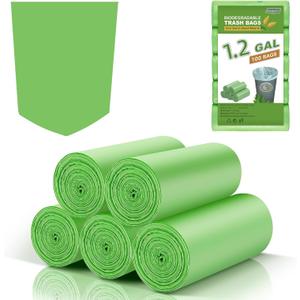 1.2 Gallon Mimi Compostable Trash Bags - (Fit1-1.3Gallon) Small Garbage Bags Green Biodegradable 5 Liter 100 Count Unscented For Kitchen Bathroom Car Tiny Waste Basket Liners Strong Inwaysin