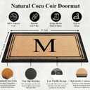 A1HC Natural Coir Monogrammed Doormat, Heavy Duty Anti-Shedding Front Door Mat, Personalized Welcome Mat for Outside, Porch, Entrance, Easy Clean Entryway Door Mat - 24" x 39", M