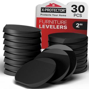 X-Protector Furniture Levelers - 30 PCS 2" Black Rubber Shims for Leveling - Multi-Purpose Feet to Prevent Wobbling - Good for All Kinds of Furniture!