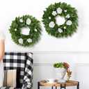 18 Inch Artificial Camellia Wreath for Front Door Spring Summer Door Wreaths Floral Wreath for Farmhouse Wedding Wall Mantel Porch Window All Season Indoor Outdoor Home Decor