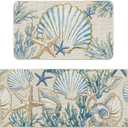 Artoid Mode Sea Shell Starfish Coral Whelks Summer Kitchen Mats Set of 2, Ocean Seasonal Sports Home Decor Low-Profile Kitchen Rugs for Floor - 17x29 and 17x47 Inch