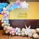 Winter Snowflake Balloons Arch Garland Kit, 115Pcs Winter Wonderland Balloon, Blue Purple Silver Clear Snowflake Foil Balloon for Christmas Xmas Ice Snow Princess Theme Baby Shower Birthday Decoration