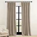 RYB Home Velvet Curtains 96 inches 2 Panels Set, Pinch Pleated Room Darkening Thermal Insulated Luxury Decor for Bedroom Parlor Nursery, Camel Beige, W34 x L96 inches
