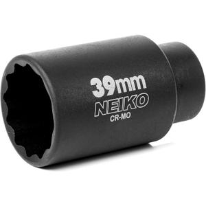 NEIKO 02529A 39mm Socket | 1/2” Drive Deep Impact Socket | Spindle & Axle Nut Socket | 12 Point |Chrome Molybdenum Cr-Mo |Deep Well Hub | Triple Square | Axle Shaft Nut Remover