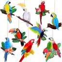 Spakon 9 Pieces Tropical Birds Honeycomb Paper Cutouts Rio Luau Party Hanging Decorations Rainforest Hanging Paper Birds Hawaiian Parrot Honeycomb Cutouts for Luau Party Decor