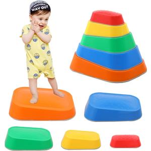 Luanka Stepping Stones for Kids,5Pcs Jumping Balance Sensory Stepping Stones for Toddler,Toddler Obstacle Course Coordination Game Sensory Toys for Ages 3 Years and UP,Indoor or Outdoor Play