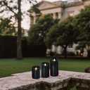 Battery Operated Pillar Candles, 3 Pack Black Flickering LED Candles with Remote and Timer, Indoor & Outdoor Flameless Candles, 15-Day Runtime