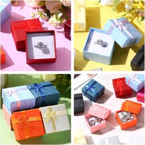 Yeaqee 120 Pcs Ring Gift Boxes Bulk for Ring, Earring, Jewelry Small Jewelry Cardboard Storage with Bowknot 2" x 2" Ring Box for Weddings, Birthdays, Anniversaries, 12 Colors