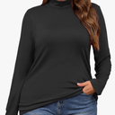 Plus Size Turtleneck Shirt Women Long Sleeve Slim Fit Mock Neck Bodycon Tops L