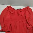 SCOMCHIC Womens Plus Size Tops Long Sleeve Blouse Ruffle Sweetheart Neckline Smocked Peplum Babydoll Top Red 1XL